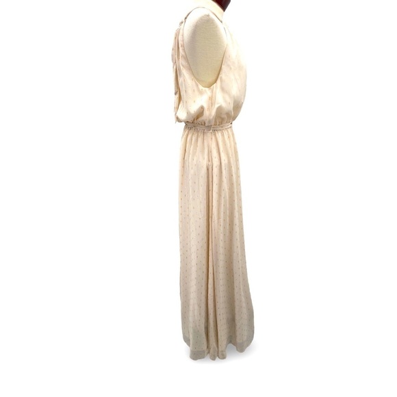 ModCloth Illuminated Elegance Cream + Metallic Chiffon Maxi Dress Size Large NWT - Picture 6 of 12